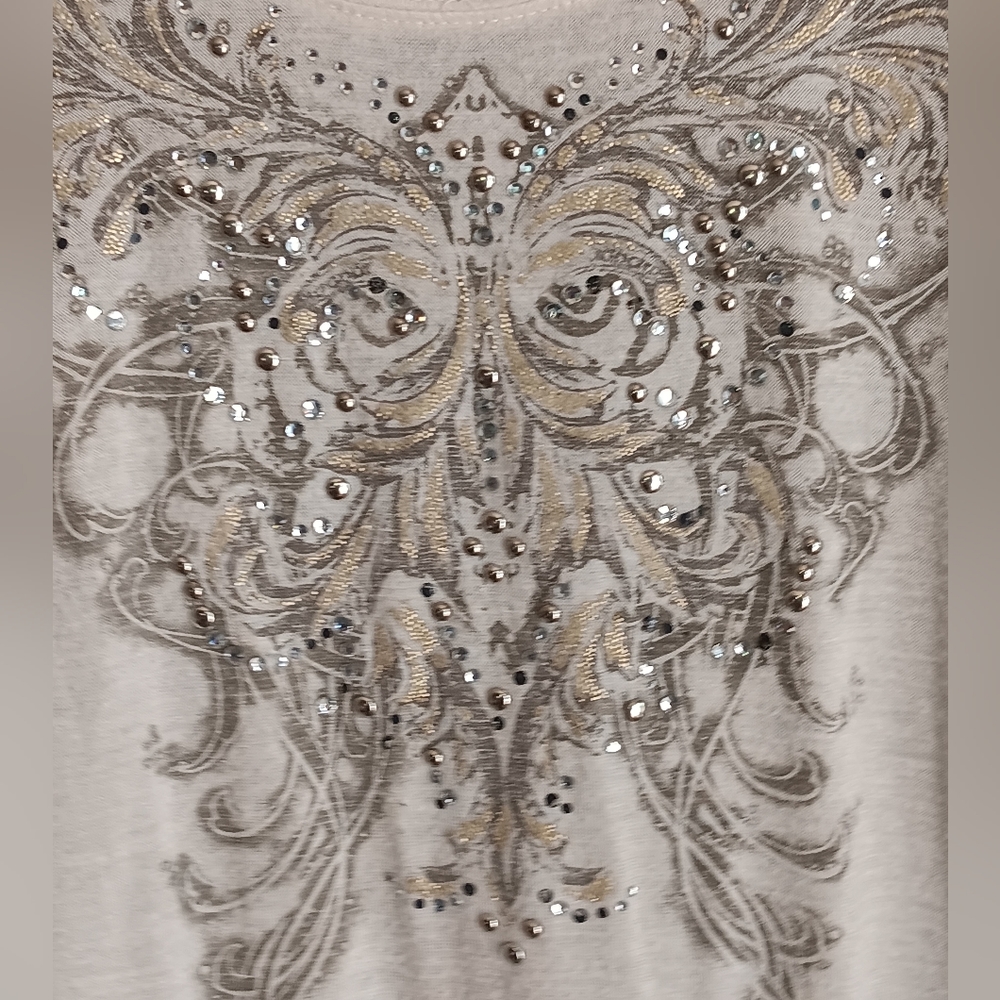 MISS ME Ladies beaded lace top. Medium - Picture 3 of 5